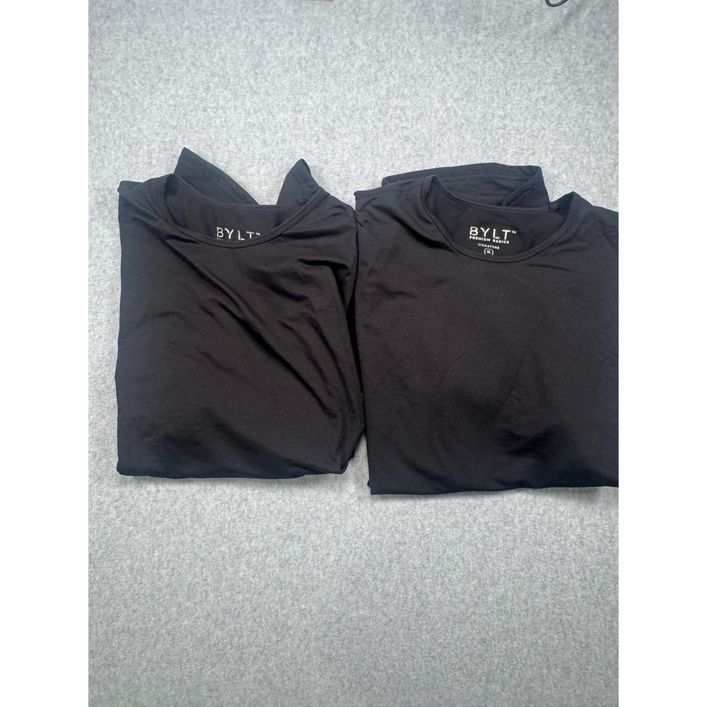 BYLT Premium Basics Signature Black Short Sleeve Curved Hem T-Shirt XL Lot of 2